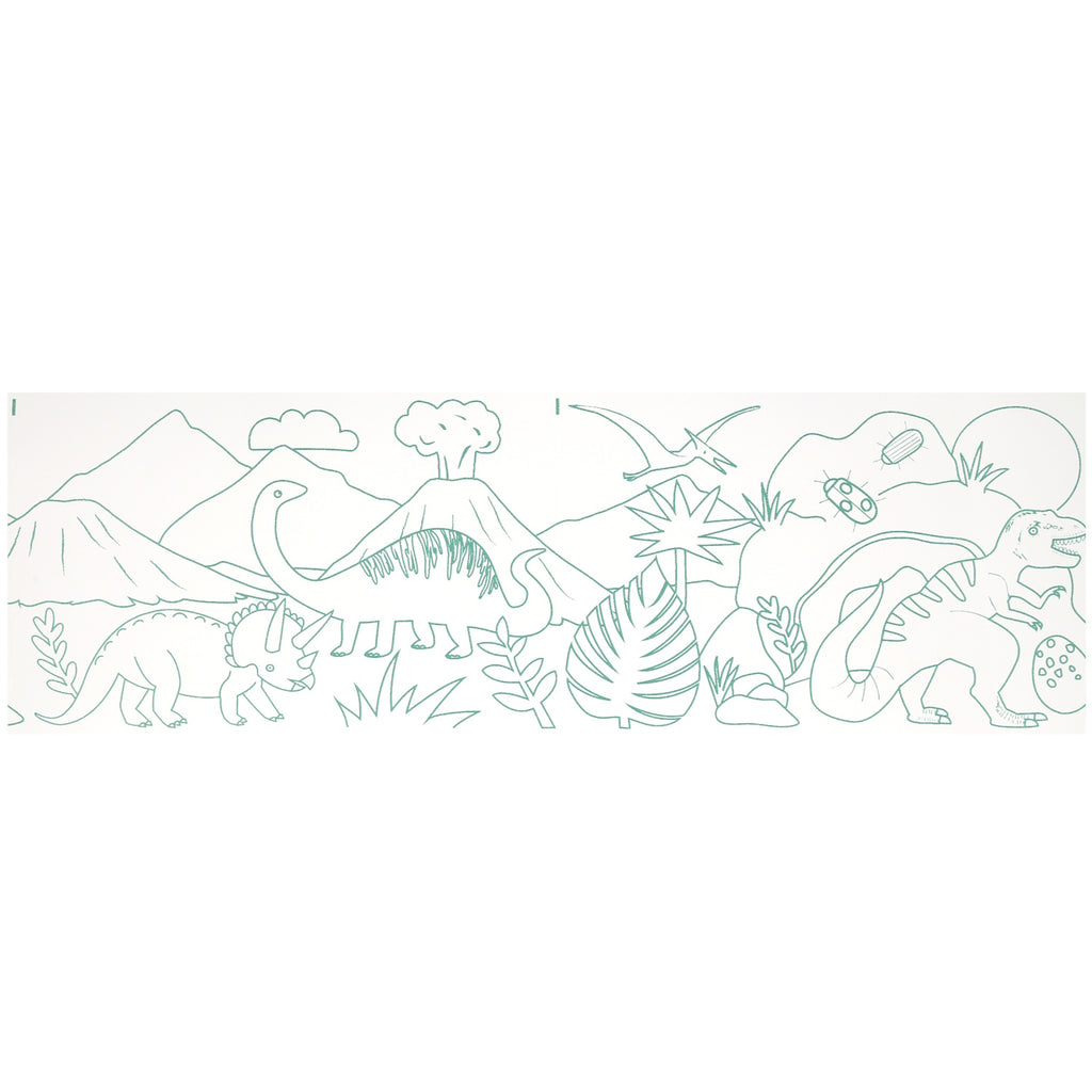 A roll of fun dinosaur-themed coloring pages, perfect for creative kids who love to color and explore prehistoric creatures.