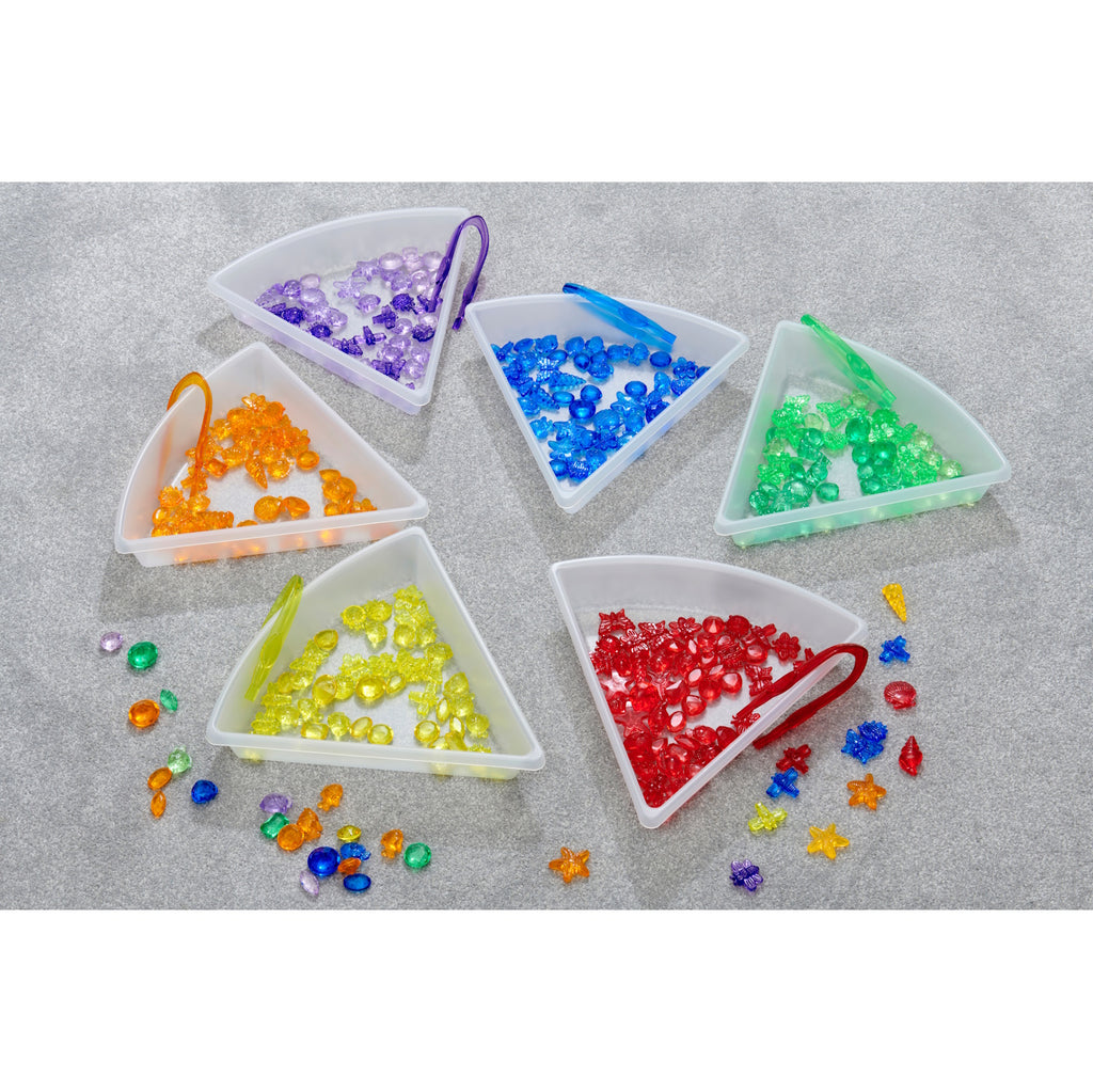 Semi-translucent white trays made from smooth and durable polypropylene, designed to fit inside Sensory Mood Discovery Table or used in free play on a table or floor.