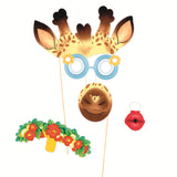 A kit featuring fun, customisable animal masks with colourful decorations for creative party activities or dress-up play.