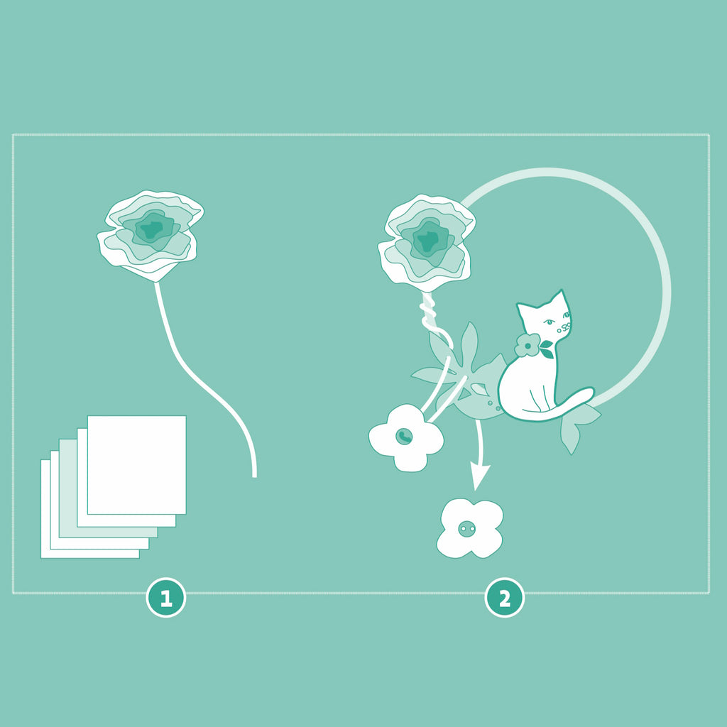 A DIY craft kit with delicate paper flowers and ribbon for children to create a beautiful, wearable floral crown.