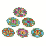 A DIY kit with vibrant, floral designs for kids to create spinning flowers that whirl and twirl with colourful patterns.
