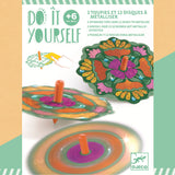 A DIY kit with vibrant, floral designs for kids to create spinning flowers that whirl and twirl with colourful patterns.