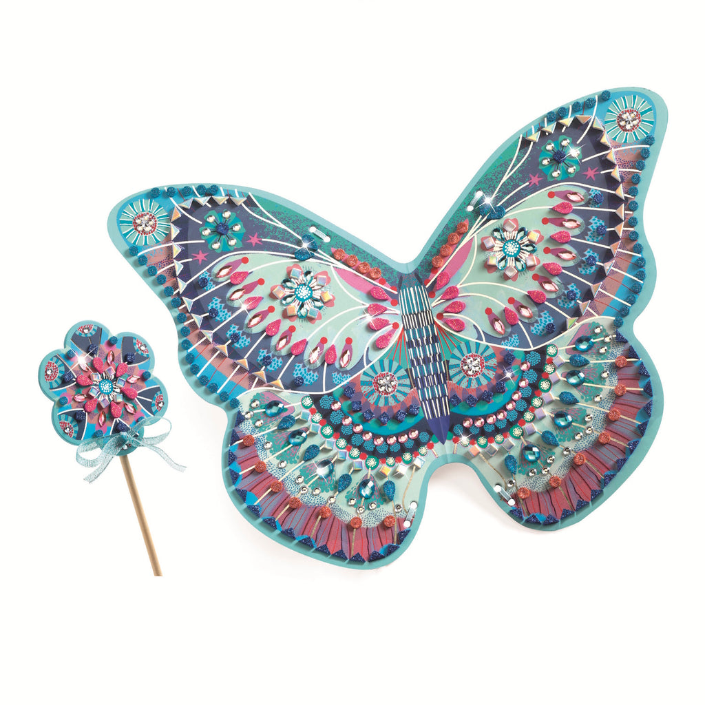 A DIY kit featuring whimsical materials for kids to decorate their own magical fairy wings and sparkling wands.