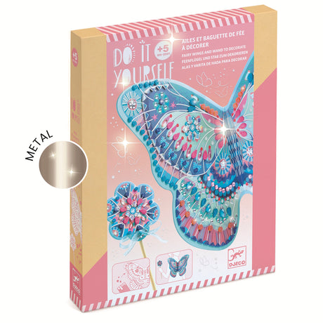 A DIY kit featuring whimsical materials for kids to decorate their own magical fairy wings and sparkling wands.
