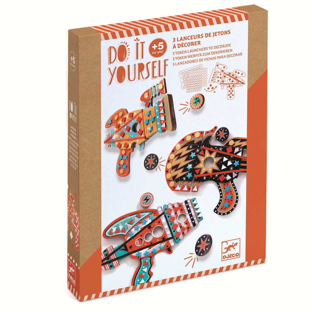 A craft kit with vibrant, geometric stickers for creating colorful, futuristic laser-themed mosaic art.
