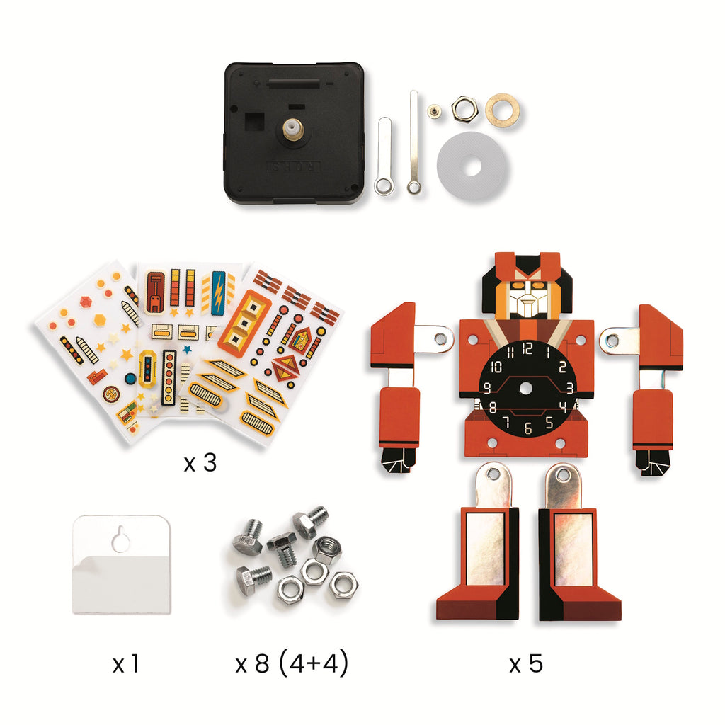 A DIY kit featuring colourful mosaic tiles and clock components for kids to build and decorate their own functional, artistic clock.