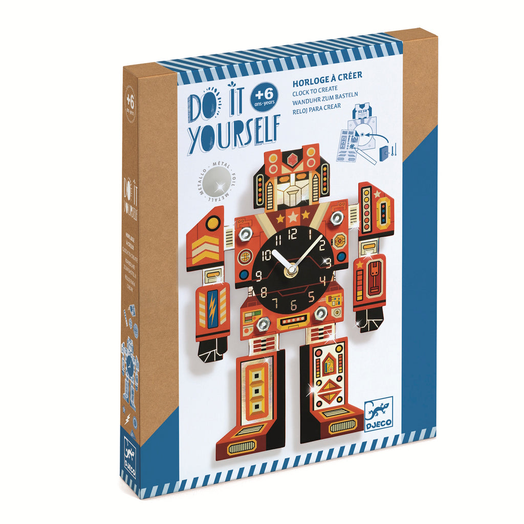 A DIY kit featuring colourful mosaic tiles and clock components for kids to build and decorate their own functional, artistic clock.