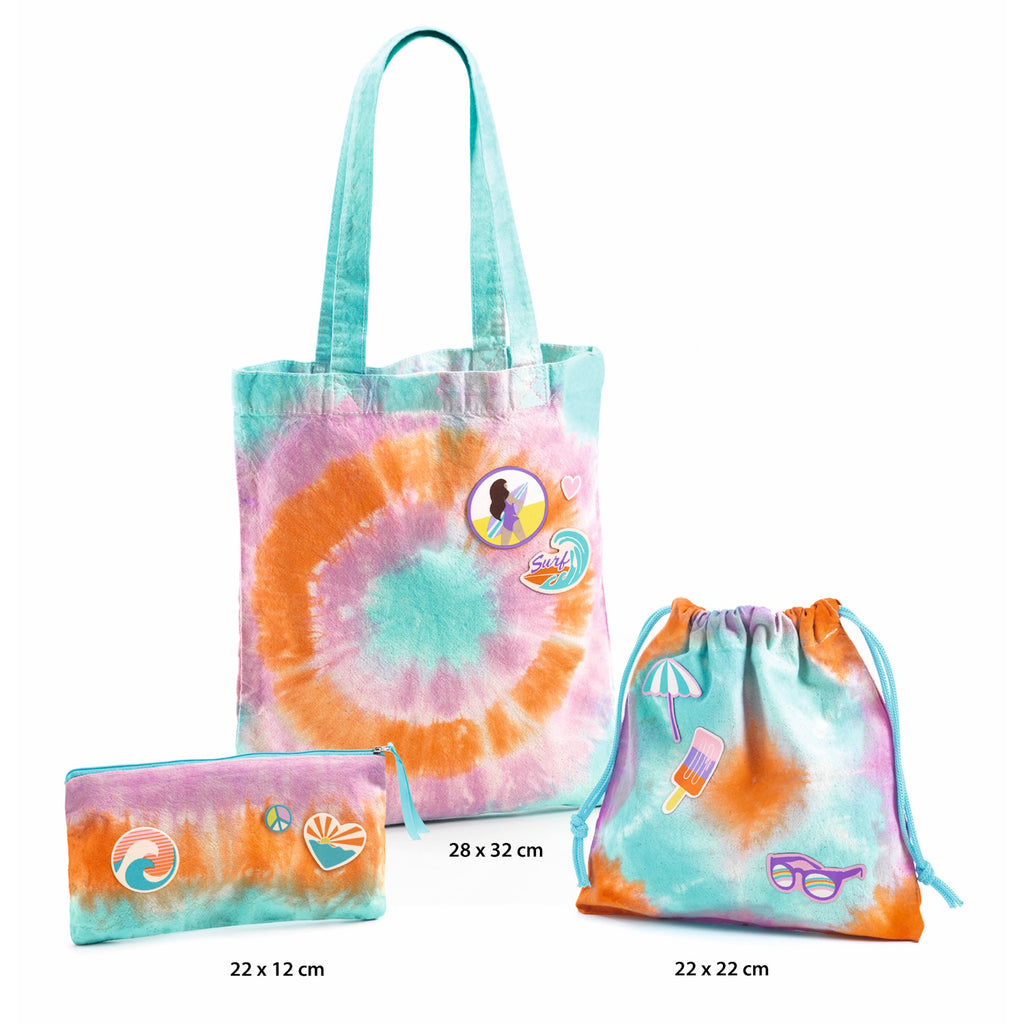 A DIY kit with a cotton tote bag and colourful dyes for kids to create their own vibrant, tie-dye accessory.