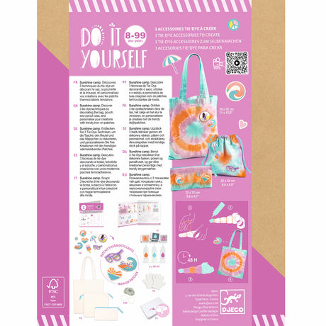A DIY kit with a cotton tote bag and colourful dyes for kids to create their own vibrant, tie-dye accessory.