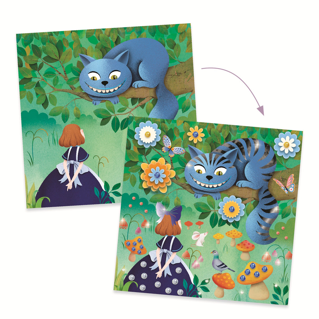 This enchanting set allows young artists to decorate four whimsical illustrations inspired by fairy tales using a variety of materials.