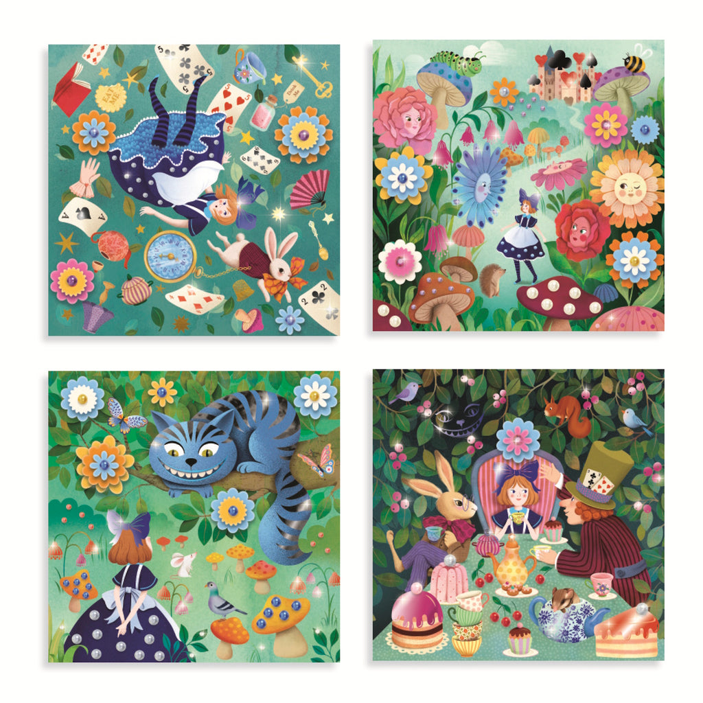 This enchanting set allows young artists to decorate four whimsical illustrations inspired by fairy tales using a variety of materials.