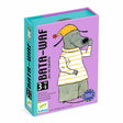Box for "Bata-Waf" card game by Djeco for ages 3-6. Features a cartoon dog in a striped sweater and polka-dot hat. Bright and playful design.
