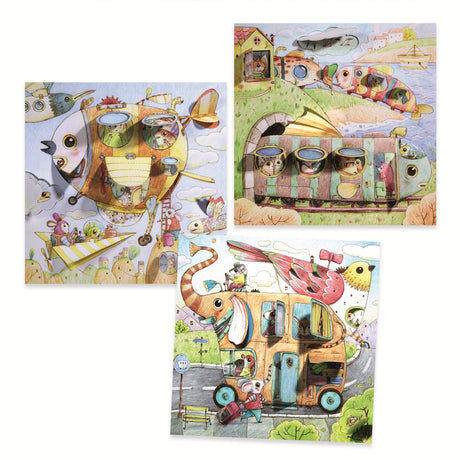 This set features 8 double-sided coloring cards, each measuring 20 x 20 cm, that depict scenes from Malo's imaginative journey.