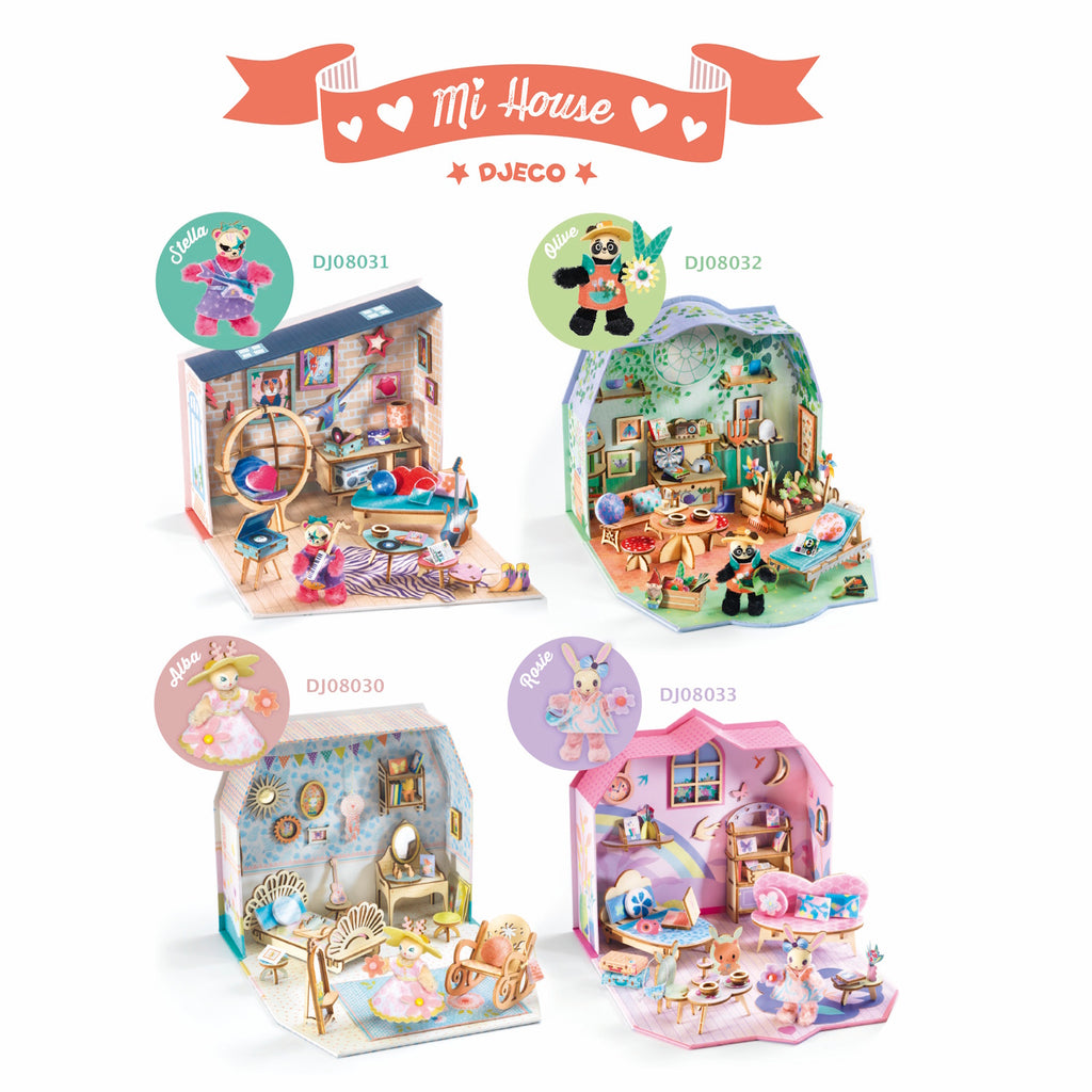 A DIY craft kit featuring a miniature house with furniture and accessories for kids to decorate and customize, sparking creativity and imaginative play.