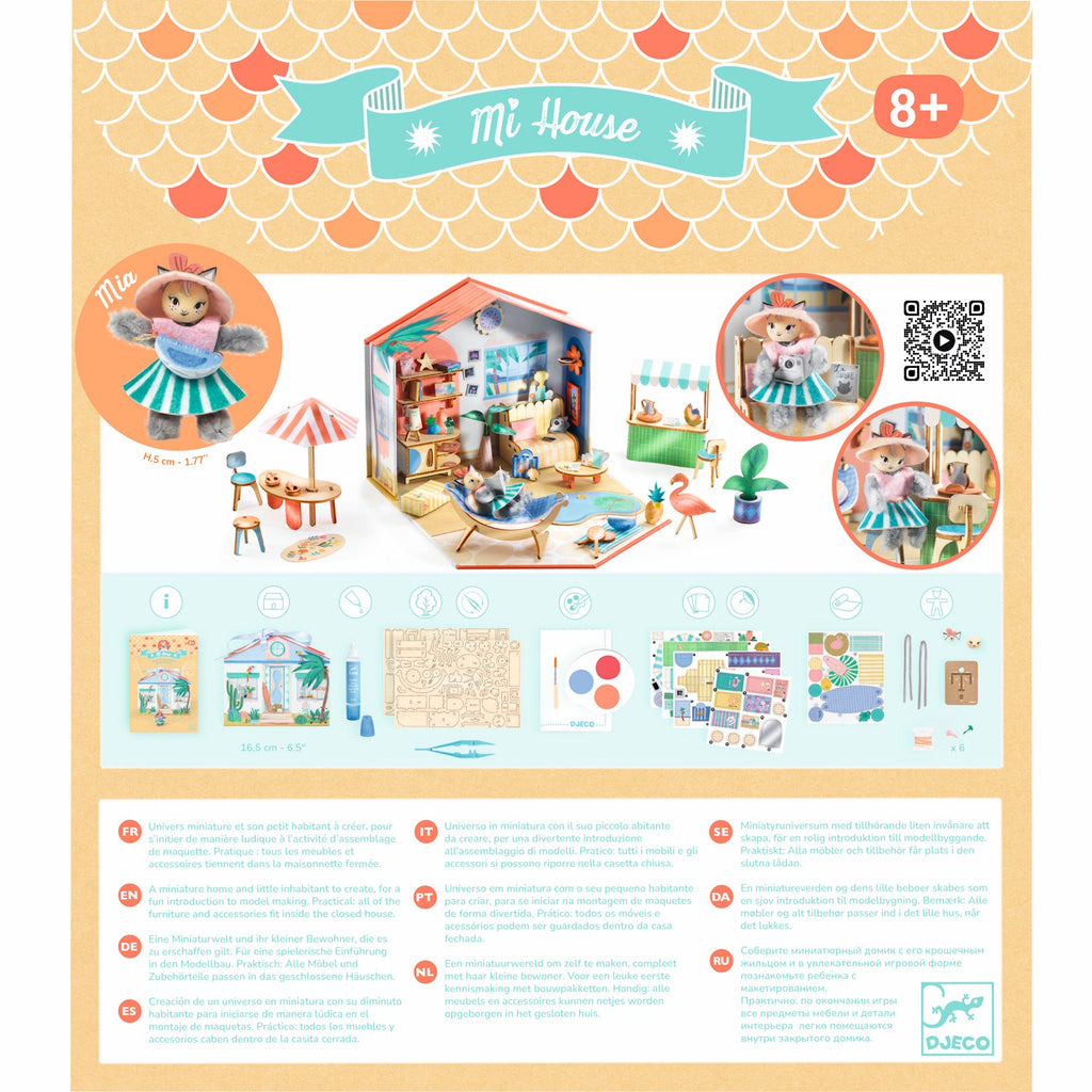 A DIY craft kit featuring a miniature house with furniture and accessories for kids to decorate and customize, sparking creativity and imaginative play.
