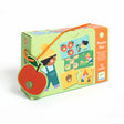 Green box with a colorful illustration of a child in overalls and a yellow hat, holding a puzzle. The box reads "Puzzle Duo, 12 puzzles, ages 2+."