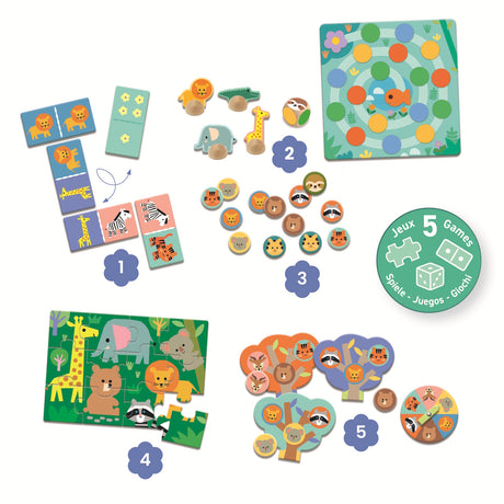 Djeco Games - Wild Animals Five Game Set