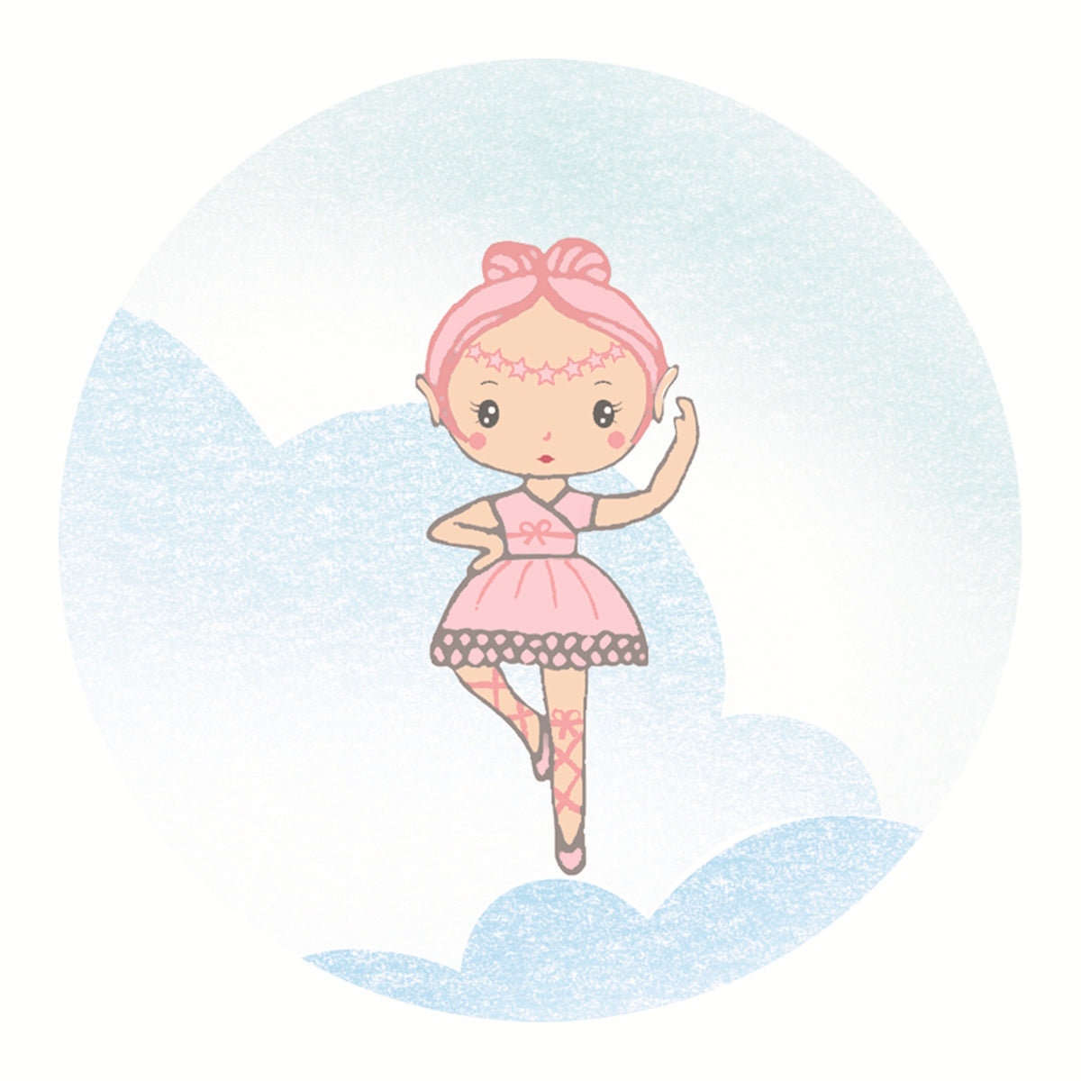 When the crank is turned, the box opens to reveal Elfe, a delicately sculpted figurine, who dances and turns to the music against a backdrop of golden stars.