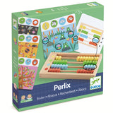 Green box displaying a colorful abacus and playful animal-themed cards. Includes images of frogs, birds, and insects, conveying a fun, educational vibe.
