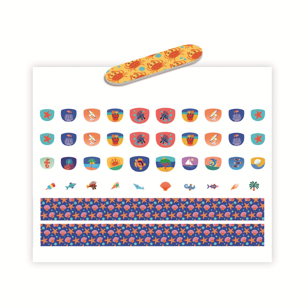 This set features a variety of Mediterranean-themed designs, allowing young ones to express their creativity and enjoy a quick manicure experience.