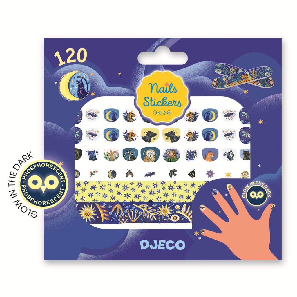 This set includes 120 stickers featuring glow-in-the-dark elements, allowing your nails to glow after dark. 