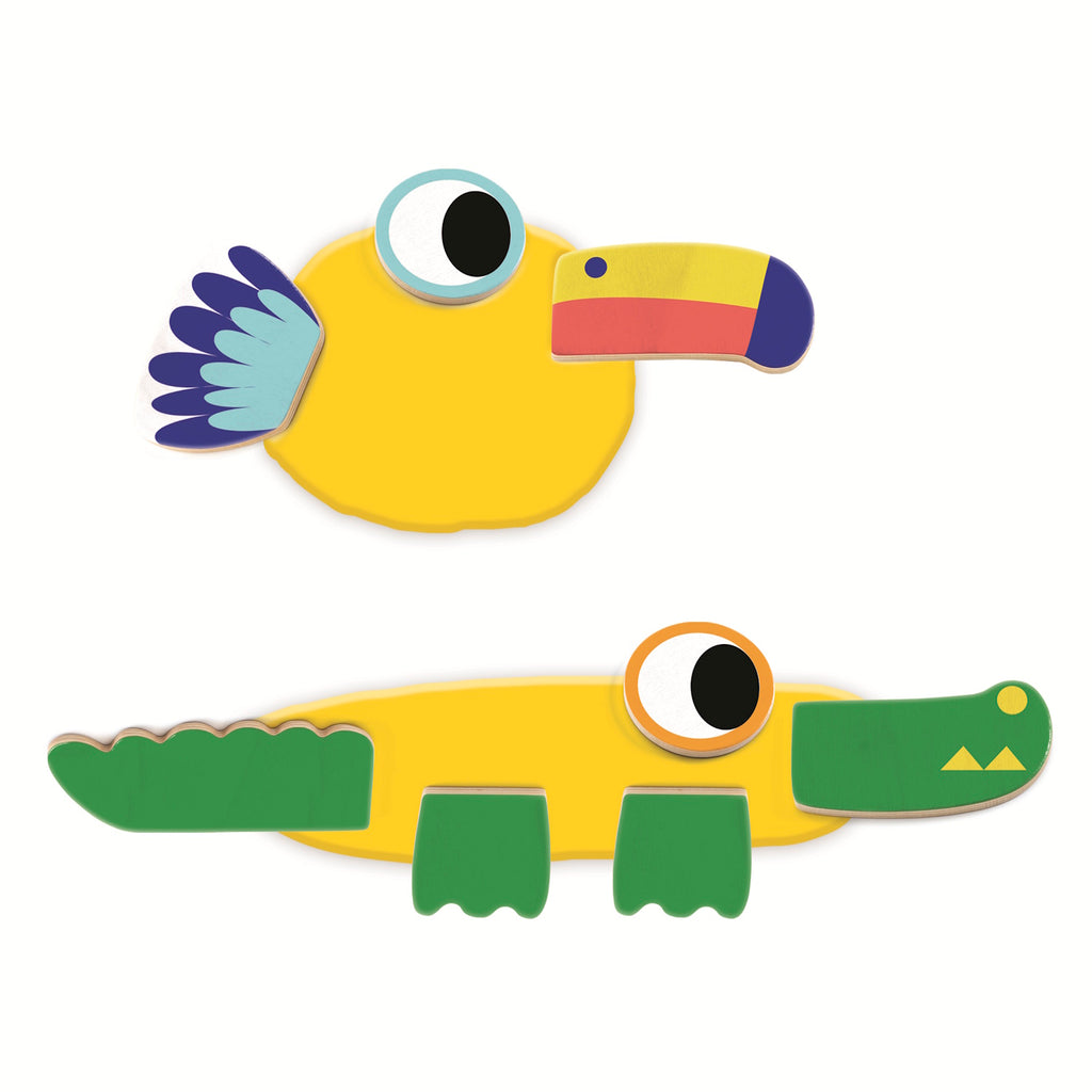 The set includes ultra-soft, non-sticky modeling dough and large, easy-to-grip wooden pieces.​