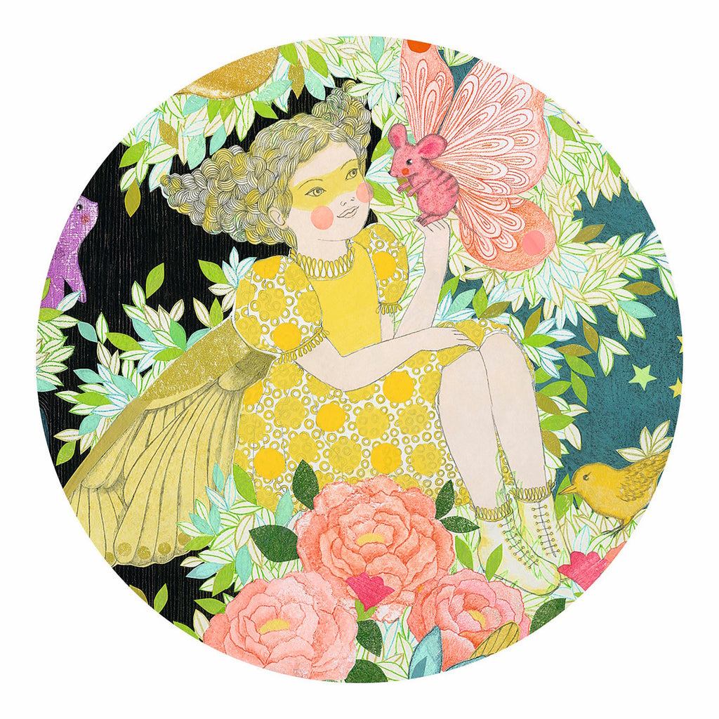 A colorful 54-piece jigsaw puzzle featuring a whimsical tree adorned with vibrant flowers and playful animals.