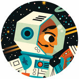 A captivating 54-piece jigsaw puzzle depicting an adventurous space scene featuring a bustling space station, astronauts, and colorful planets.
