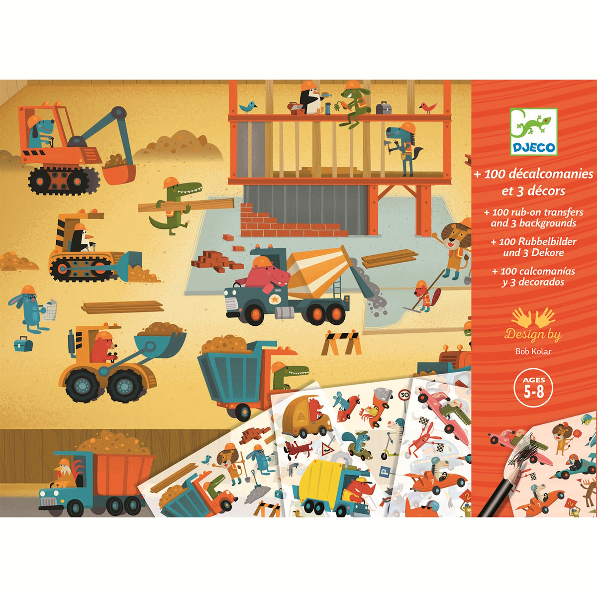 Djeco Rub On Transfers - Road Works