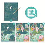 his set features 4 scratch cards with iridescent reflections depicting scenes along the water's edge.