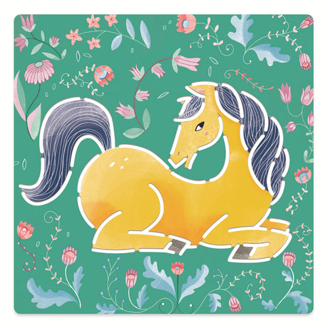 A stencil set featuring reusable plastic stencils with elegant horse designs for kids to trace and colour.