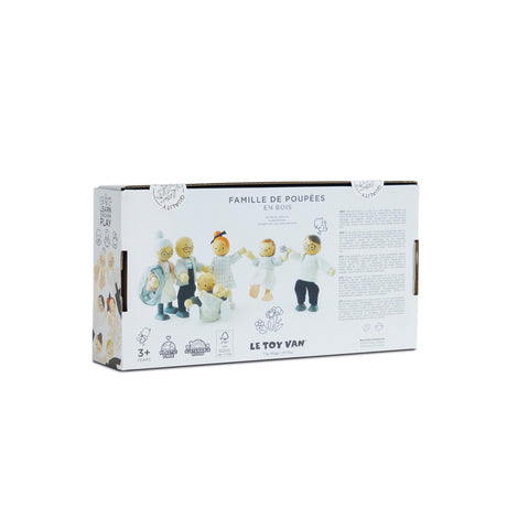 Back of the Le Toy Van Wooden Dolls House Family product packaging box.