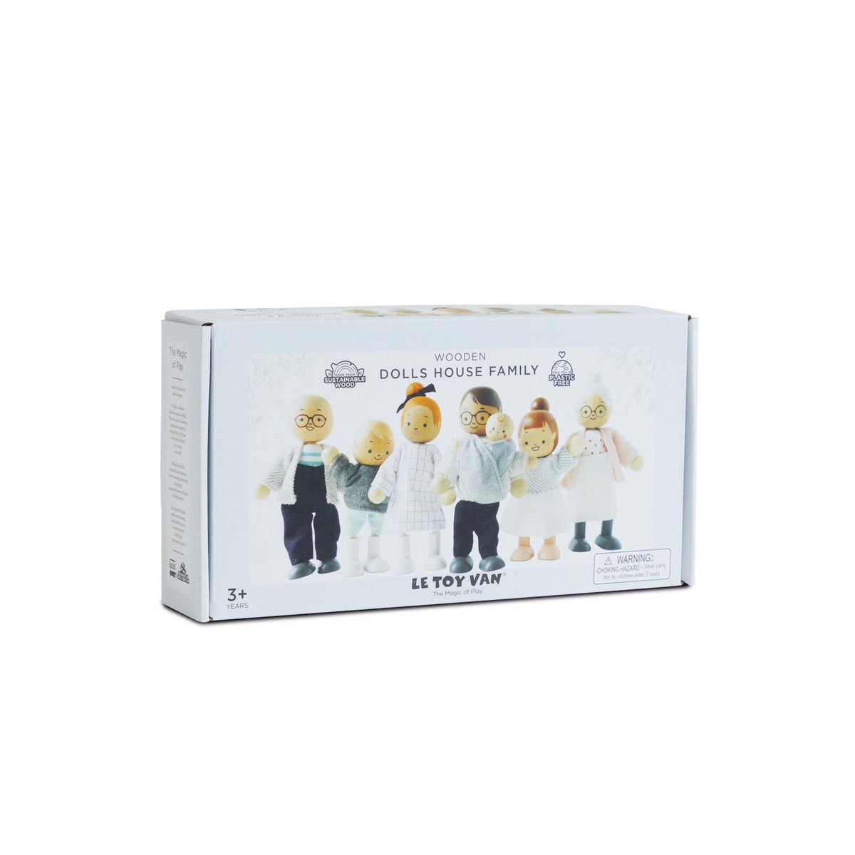 Box packaging for the Le Toy Van Wooden Dolls House Family seven-piece toy set.