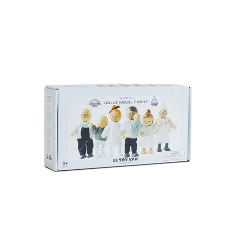 Box packaging for the Le Toy Van Wooden Dolls House Family seven-piece toy set.