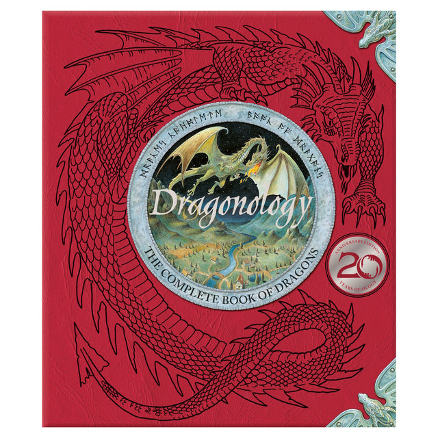 Red Dragonology book cover featuring a large red dragon illustration and a central circular image of a gold dragon flying.