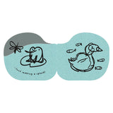 Children's bath book illustration of a frog on a lily pad and a duck swimming with fish.