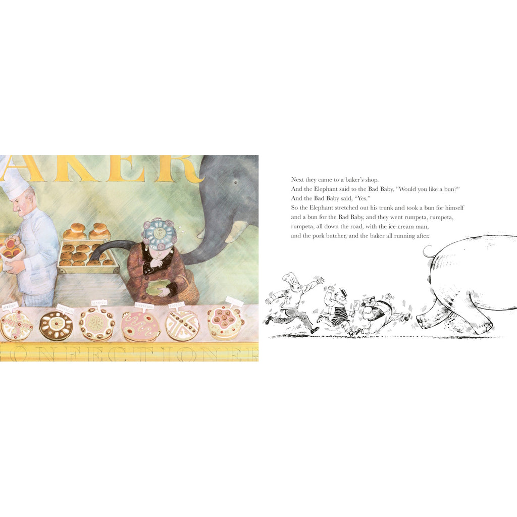 A classic picture book by Elfrida Vipont and Raymond Briggs, featuring a humorous tale of an elephant and a mischievous baby on a wild adventure through town.