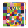 Cover of Elmer by David McKee, featuring a colorful patchwork elephant against a matching checkered background.