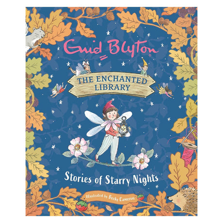 Book cover for "The Enchanted Library: Stories of Starry Nights" by Enid Blyton, featuring a starry fairy scene.