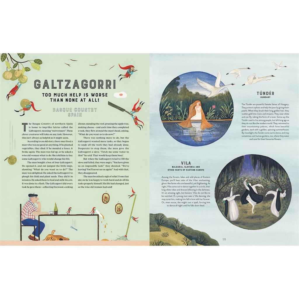 A beautifully illustrated guide exploring magical fairy creatures from different cultures and regions, perfect for young readers who love fantasy and folklore.