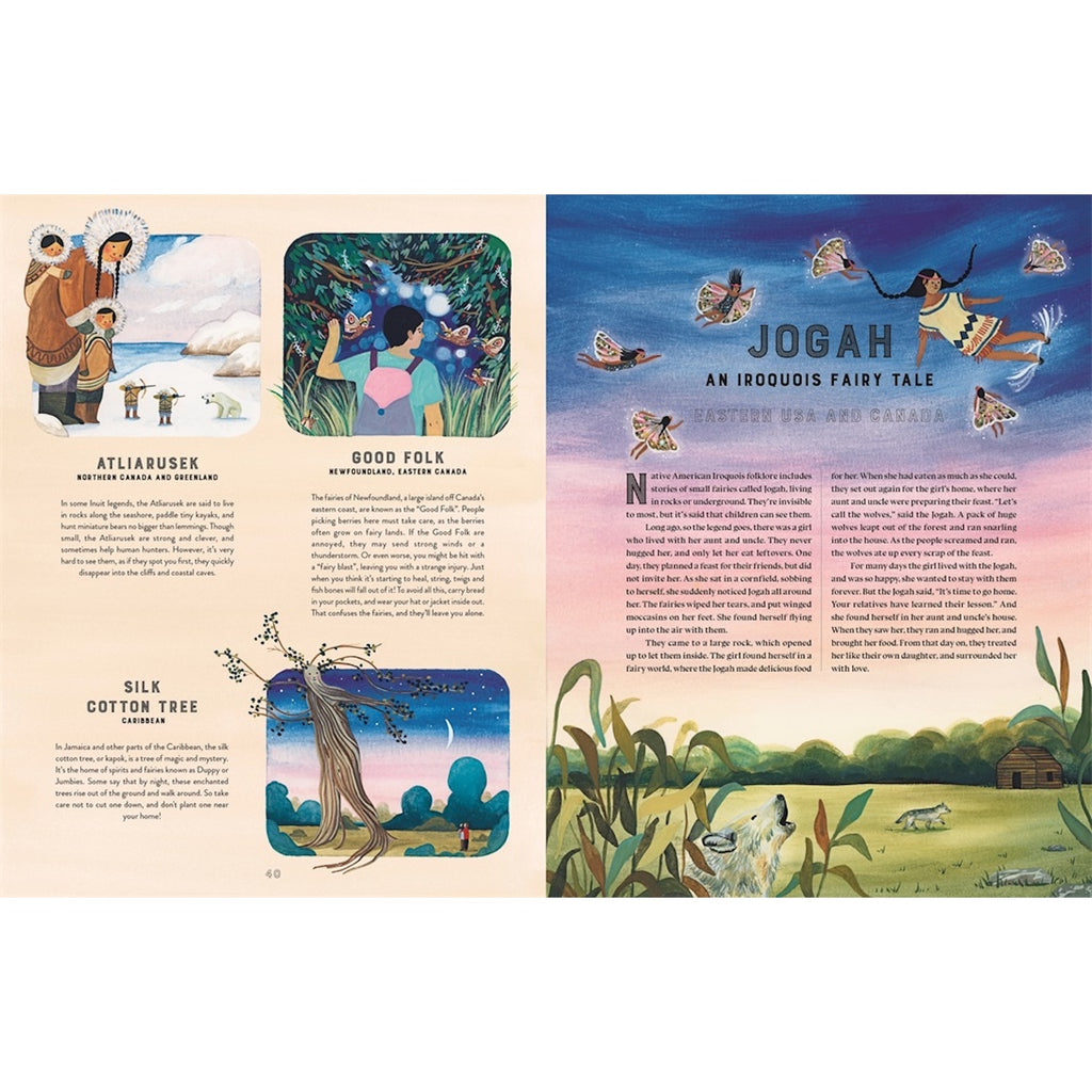 A beautifully illustrated guide exploring magical fairy creatures from different cultures and regions, perfect for young readers who love fantasy and folklore.