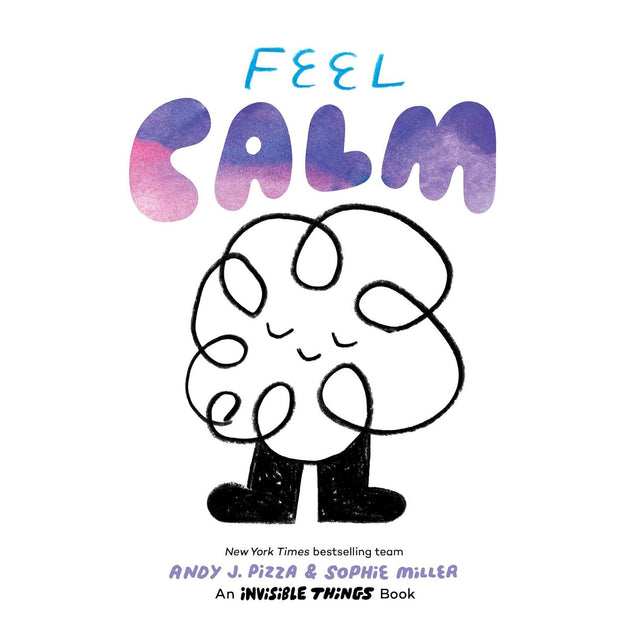 Book cover for 'Feel Calm' featuring a cute, squiggly cloud character with a peaceful smile.