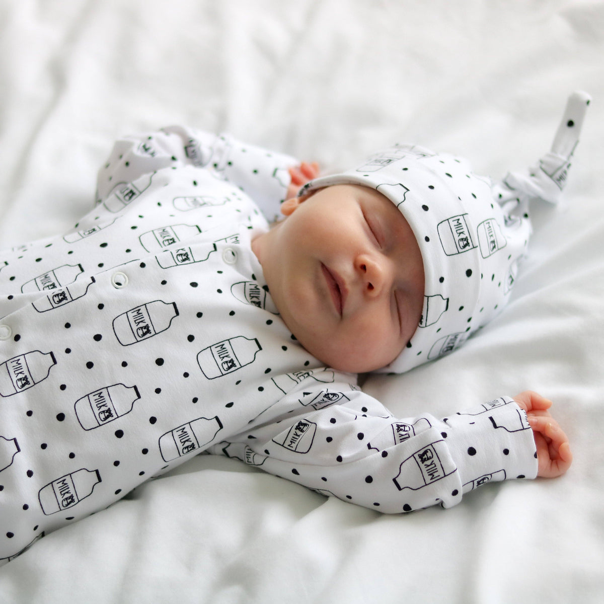Baby Cotton Onesie – Milk Bottle Print