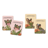 Two pairs of matching memory game cards displaying Malachite Fairy and Rainforest Nymph illustrations.