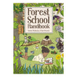 Book cover for 'Forest School Handbook' showing a child lying in the grass reading surrounded by nature.