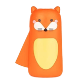 Cute orange fox-shaped squeeze flashlight with a yellow belly and white snout.