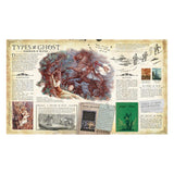 A two-page spread titled "Types of Ghost" from the book Ghostology, featuring a headless horseman and spectral illustrations.