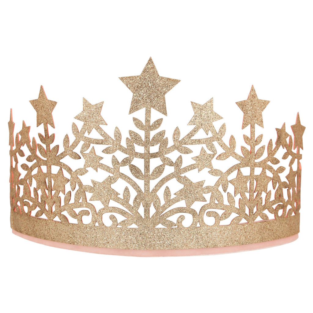 A soft fabric crown adorned with glittery stars, perfect for dress-up, parties, or magical celebrations.