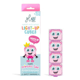 Glo Pals Princess Ida water-activated light-up cubes 4-pack in pink packaging alongside four character cubes.