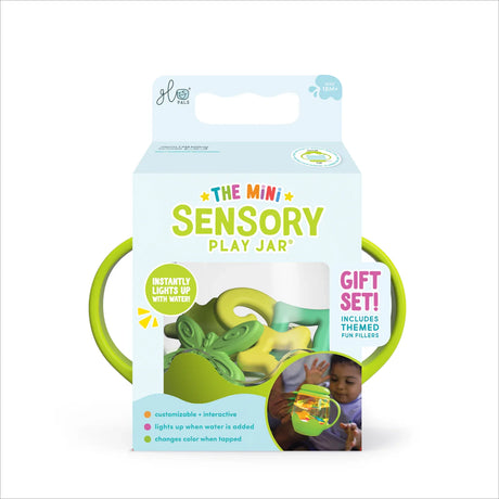 Glo Pals green Mini Sensory Play Jar gift set box with handles and light-up fillers.
